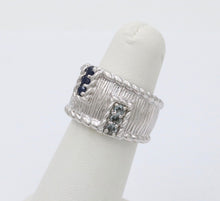 Load image into Gallery viewer, Judith Ripka 925 Sterling Silver Synthetic Stones Wide Band Ring