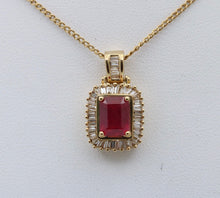 Load image into Gallery viewer, Vintage 14K Yellow Gold Ruby & Diamond Pendant Necklace