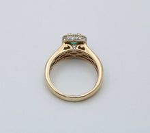Load image into Gallery viewer, Vintage 14K Yellow Gold Emerald & Diamond Ring, Engagement Ring