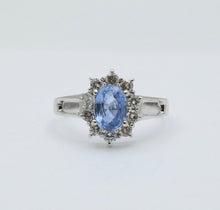 Load image into Gallery viewer, Vintage Sapphire Diamonds 18K White Gold Ring
