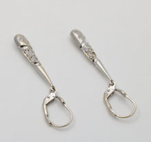 Load image into Gallery viewer, 14K White Gold Diamond Dangling Earrings
