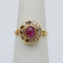 Load image into Gallery viewer, Vintage 22 K Yellow Gold Ruby & Diamond Ring, Engagement Ring.