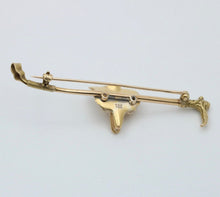 Load image into Gallery viewer, Vintage 14K Yellow Gold Fox Head & Whip Bar Pin