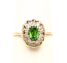 Load image into Gallery viewer, Vintage Italian Peridot Diamonds 18K Yellow Gold Ring