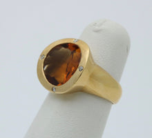 Load image into Gallery viewer, Vintage Unisex Citrine Diamonds 18K Yellow Gold Ring