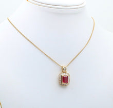 Load image into Gallery viewer, Vintage 14K Yellow Gold Ruby & Diamond Pendant Necklace