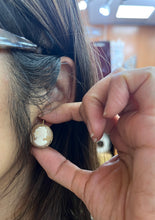 Load image into Gallery viewer, Vintage 14K Yellow Gold Carved Cameo Dangling Earrings