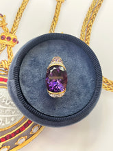 Load image into Gallery viewer, Vintage 10K Yellow Gold Amethyst And Diamond Pendant