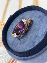Load image into Gallery viewer, Vintage 10K Yellow Gold Amethyst And Diamond Pendant