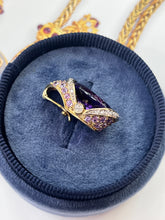 Load image into Gallery viewer, Vintage 10K Yellow Gold Amethyst And Diamond Pendant