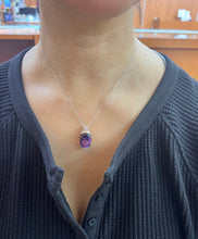 Load image into Gallery viewer, Vintage 10K Yellow Gold Amethyst And Diamond Pendant
