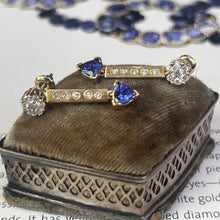 Load image into Gallery viewer, Vintage 14K Yellow Gold Tanzanite & Diamond Dangling Earrings