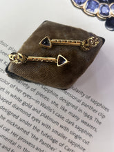 Load image into Gallery viewer, Vintage 14K Yellow Gold Tanzanite & Diamond Dangling Earrings