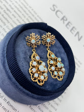 Load image into Gallery viewer, Vintage 14K Yellow Gold Opal Dangling Earrings