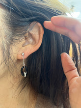 Load image into Gallery viewer, Vintage 14K White Gold Onyx Diamond Dangling Earrings
