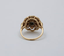 Load image into Gallery viewer, Antique 14K Yellow Gold Opal Black Enamel Cluster Ring