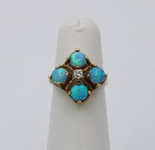 Load image into Gallery viewer, Vintage 14K Yellow Gold Australian Opal & Diamond Ring