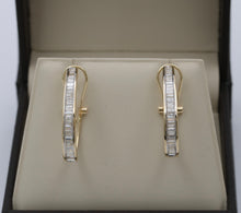 Load image into Gallery viewer, Vintage 14K Yellow Gold Diamond Hoop Earrings