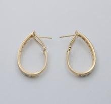 Load image into Gallery viewer, Vintage 14K Yellow Gold Diamond Hoop Earrings