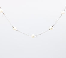 Load image into Gallery viewer, 16" Vintage 14K White Gold Cultured Pearl Station Necklace