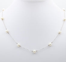 Load image into Gallery viewer, 16" Vintage 14K White Gold Cultured Pearl Station Necklace