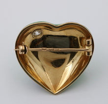 Load image into Gallery viewer, 1930’s Faberge Russian Diamond Green Enamel Heart Brooch