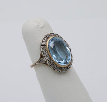Load image into Gallery viewer, Vintage Portugal 14K Yellow Gold & Silver Synthetic Spinel and Diamond Ring.