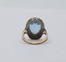 Load image into Gallery viewer, Vintage Portugal 14K Yellow Gold & Silver Synthetic Spinel and Diamond Ring.