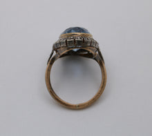 Load image into Gallery viewer, Vintage Portugal 14K Yellow Gold & Silver Synthetic Spinel and Diamond Ring.