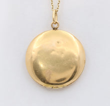 Load image into Gallery viewer, Art Deco 18K Yellow Gold Greek Key Enamel Diamond Locket Pendant