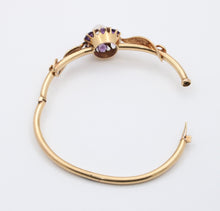 Load image into Gallery viewer, Vintage 10K Yellow Gold Star MoonStone, Amethyst And Pearl Bangle