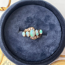 Load image into Gallery viewer, Vintage 14K Rose Gold 5 Stone Opal & Pearl Ring