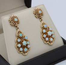 Load image into Gallery viewer, Vintage 14K Yellow Gold Opal Dangling Earrings