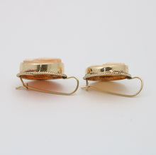Load image into Gallery viewer, Vintage 14K Yellow Gold Carved Cameo Dangling Earrings