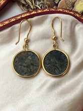 Load image into Gallery viewer, Vintage 18K Yellow Gold Ancient Coin Dangling Earrings