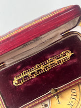 Load image into Gallery viewer, Vintage French 18K Yellow Gold & Platinum Ruby, Diamond and Pearl Bar Pin