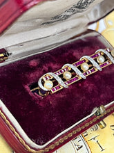 Load image into Gallery viewer, Vintage French 18K Yellow Gold & Platinum Ruby, Diamond and Pearl Bar Pin