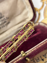 Load image into Gallery viewer, Vintage French 18K Yellow Gold & Platinum Ruby, Diamond and Pearl Bar Pin
