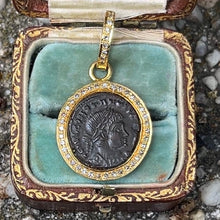 Load image into Gallery viewer, Vintage 18K Yellow Gold Antique Roman Coin Medallion Charm