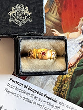Load image into Gallery viewer, English Victorian 15K Yellow Gold Tourmaline & Diamond Band