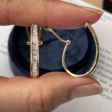 Load image into Gallery viewer, Vintage 14K Yellow Gold Diamond Hoop Earrings