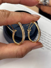 Load image into Gallery viewer, Vintage 14K Yellow Gold Diamond Hoop Earrings