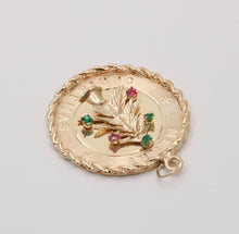Load image into Gallery viewer, Vintage Merry Christmas 14K Yellow Gold Christmas Tree Charm Pendant