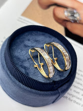 Load image into Gallery viewer, Vintage 14K Yellow Gold Diamond Hoop Earrings