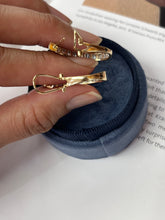 Load image into Gallery viewer, Vintage 14K Yellow Gold Diamond Hoop Earrings