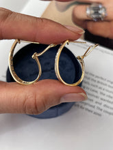 Load image into Gallery viewer, Vintage 14K Yellow Gold Diamond Hoop Earrings