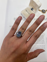 Load image into Gallery viewer, Vintage Portugal 14K Yellow Gold & Silver Synthetic Spinel and Diamond Ring.