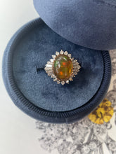 Load image into Gallery viewer, Vintage Platinum Fire Opal Diamond Ring, Statement Ring