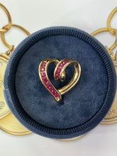 Load image into Gallery viewer, Vintage Reversible 14K Yellow Gold  Diamond & Ruby Heart Pendant