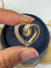 Load image into Gallery viewer, Vintage Reversible 14K Yellow Gold  Diamond & Ruby Heart Pendant